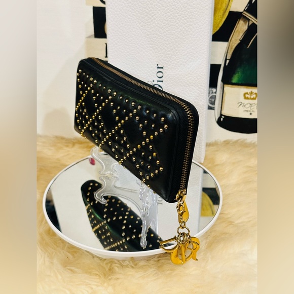 πCHRISTIAN DIOR STUDS Long Zippy Wallet w/Dior Charm & Box - Picture 6 of 12